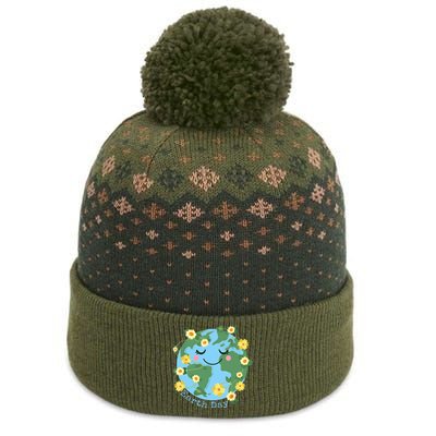 Happy Earth Day Cute Earth With Floral Earth Day 2024 The Baniff Cuffed Pom Beanie