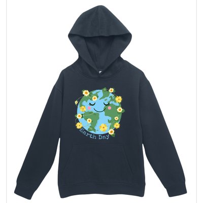 Happy Earth Day Cute Earth With Floral Earth Day 2024 Urban Pullover Hoodie