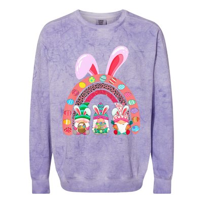 Happy Easter Day Cute Gnome Easter Rainbow Bunny Colorblast Crewneck Sweatshirt