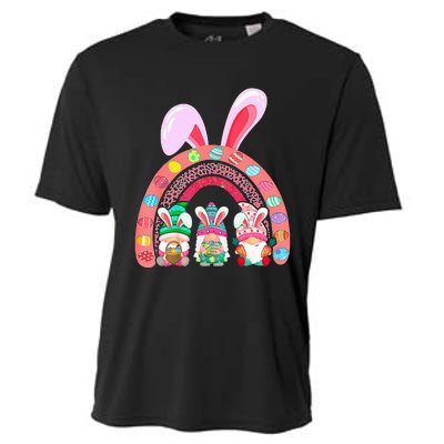 Happy Easter Day Cute Gnome Easter Rainbow Bunny Cooling Performance Crew T-Shirt