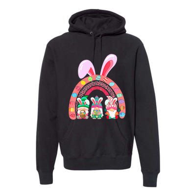 Happy Easter Day Cute Gnome Easter Rainbow Bunny Premium Hoodie