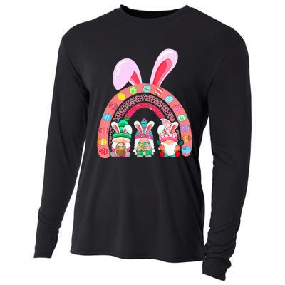 Happy Easter Day Cute Gnome Easter Rainbow Bunny Cooling Performance Long Sleeve Crew