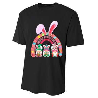 Happy Easter Day Cute Gnome Easter Rainbow Bunny Performance Sprint T-Shirt