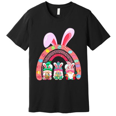 Happy Easter Day Cute Gnome Easter Rainbow Bunny Premium T-Shirt