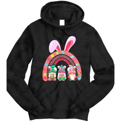 Happy Easter Day Cute Gnome Easter Rainbow Bunny Tie Dye Hoodie