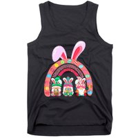 Happy Easter Day Cute Gnome Easter Rainbow Bunny Tank Top