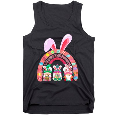 Happy Easter Day Cute Gnome Easter Rainbow Bunny Tank Top