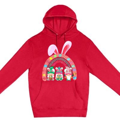 Happy Easter Day Cute Gnome Easter Rainbow Bunny Premium Pullover Hoodie