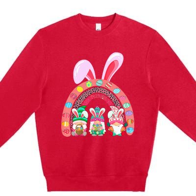 Happy Easter Day Cute Gnome Easter Rainbow Bunny Premium Crewneck Sweatshirt