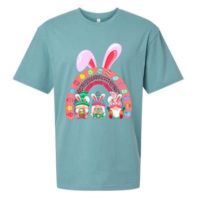 Happy Easter Day Cute Gnome Easter Rainbow Bunny Sueded Cloud Jersey T-Shirt