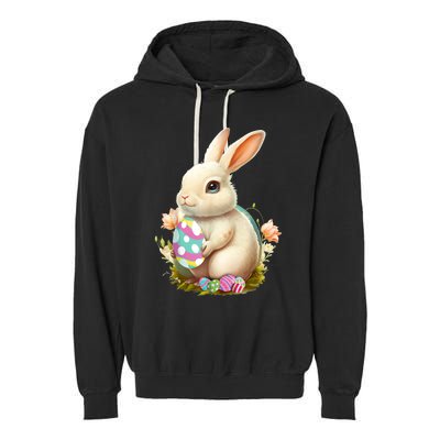 Happy Easter Day Easter Bunny Easter Egg Funny Garment-Dyed Fleece Hoodie