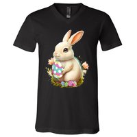 Happy Easter Day Easter Bunny Easter Egg Funny V-Neck T-Shirt