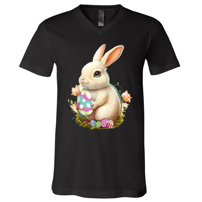 Happy Easter Day Easter Bunny Easter Egg Funny V-Neck T-Shirt