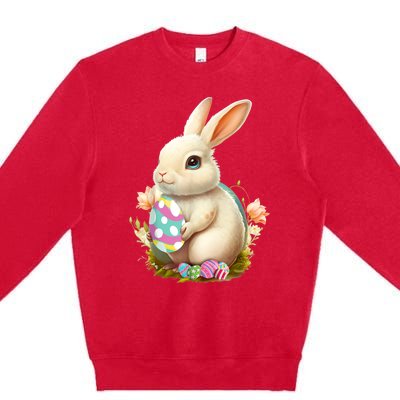 Happy Easter Day Easter Bunny Easter Egg Funny Premium Crewneck Sweatshirt