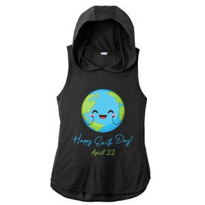 Happy Earth Day April 22 Cute Planet Ladies PosiCharge Tri-Blend Wicking Draft Hoodie Tank