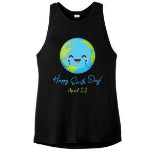 Happy Earth Day April 22 Cute Planet Ladies PosiCharge Tri-Blend Wicking Tank