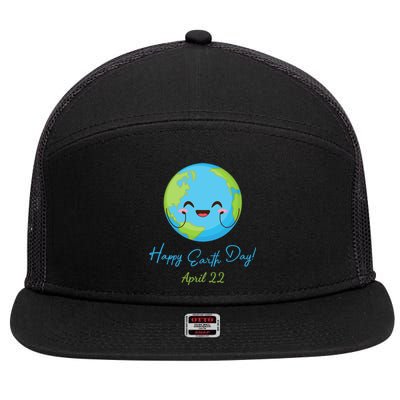 Happy Earth Day April 22 Cute Planet 7 Panel Mesh Trucker Snapback Hat