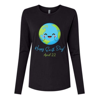 Happy Earth Day April 22 Cute Planet Womens Cotton Relaxed Long Sleeve T-Shirt