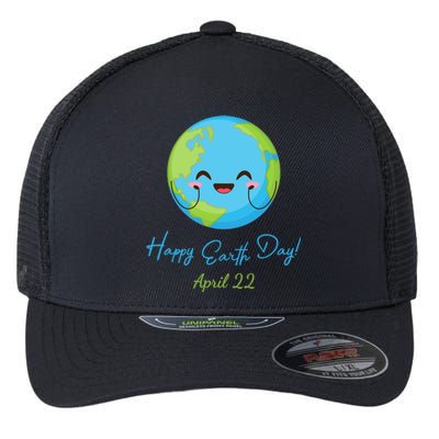 Happy Earth Day April 22 Cute Planet Flexfit Unipanel Trucker Cap