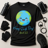 Happy Earth Day April 22 Cute Planet Cooling Performance Crew T-Shirt