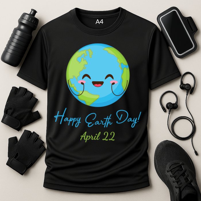 Happy Earth Day April 22 Cute Planet Cooling Performance Crew T-Shirt