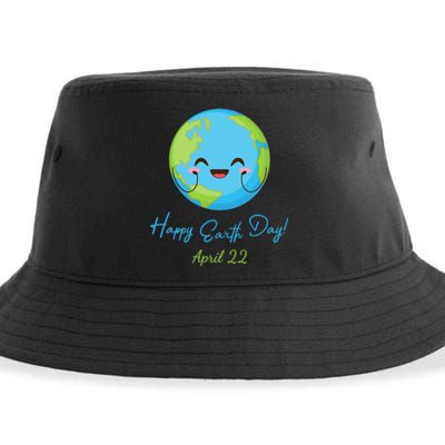 Happy Earth Day April 22 Cute Planet Sustainable Bucket Hat