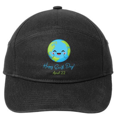 Happy Earth Day April 22 Cute Planet 7-Panel Snapback Hat