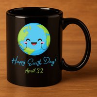 Happy Earth Day April 22 Cute Planet 11oz C Handle Ceramic Mug