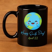 Happy Earth Day April 22 Cute Planet 11oz C Handle Ceramic Mug