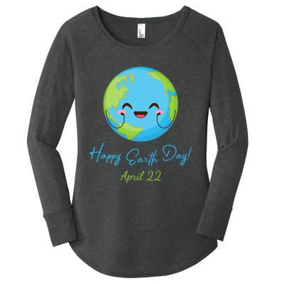 Happy Earth Day April 22 Cute Planet Women's Perfect Tri Tunic Long Sleeve Shirt