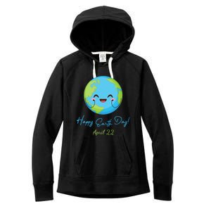 Happy Earth Day April 22 Cute Planet Women's Fleece Hoodie