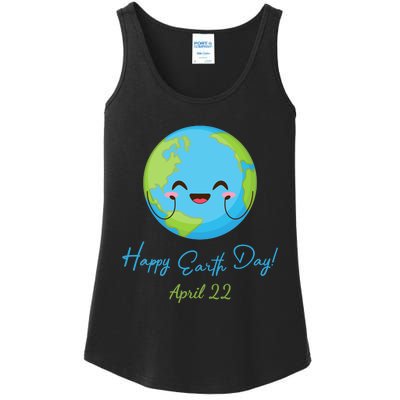 Happy Earth Day April 22 Cute Planet Ladies Essential Tank