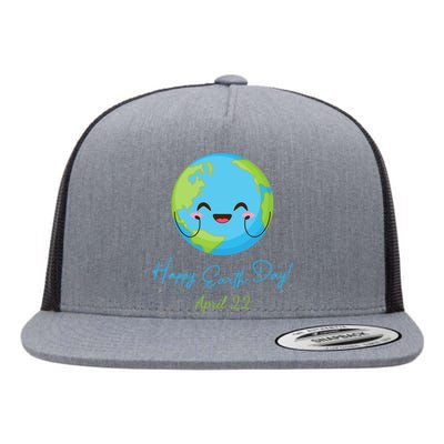 Happy Earth Day April 22 Cute Planet Flat Bill Trucker Hat