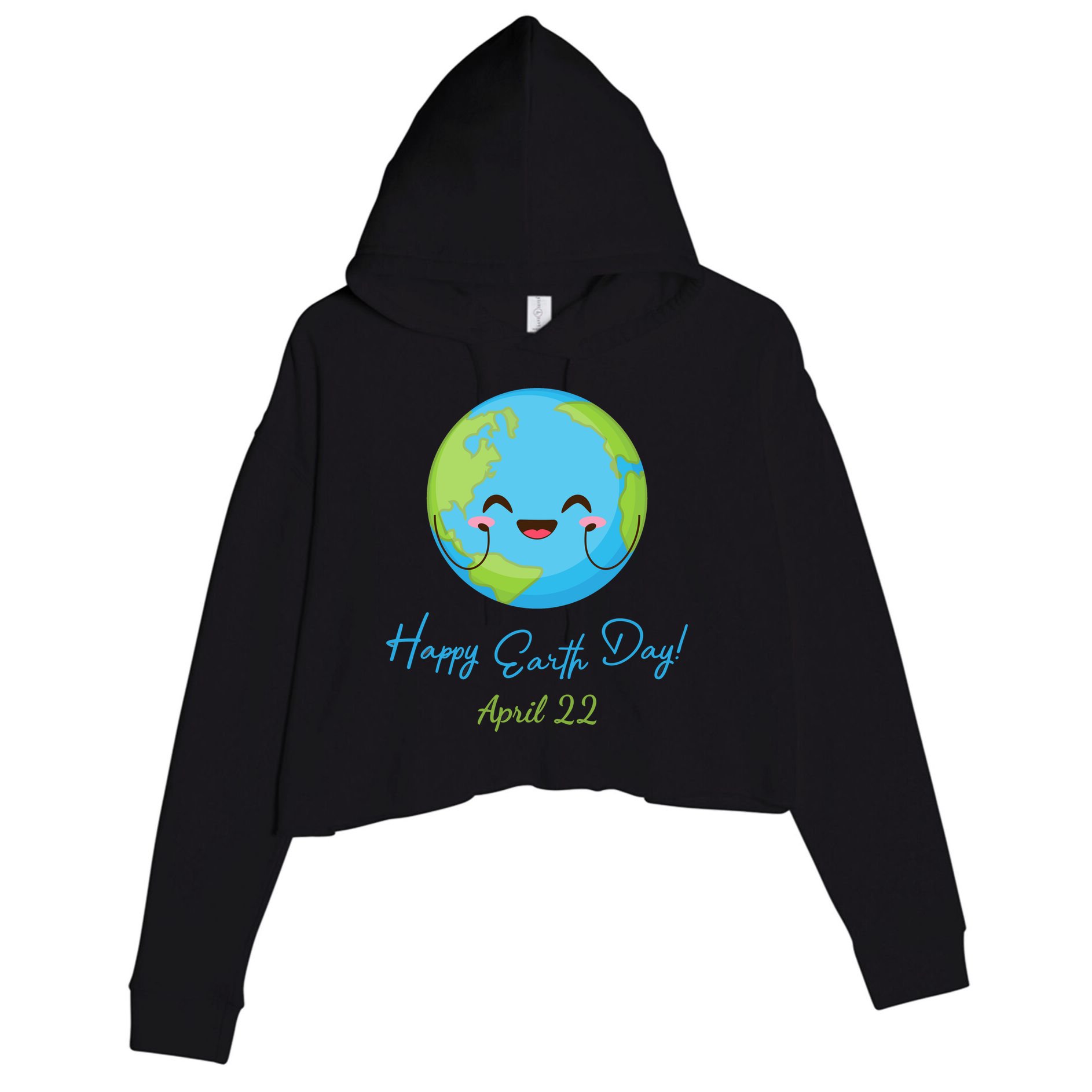 Happy Earth Day April 22 Cute Planet Crop Fleece Hoodie