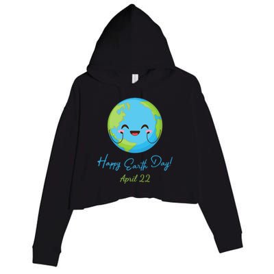 Happy Earth Day April 22 Cute Planet Crop Fleece Hoodie