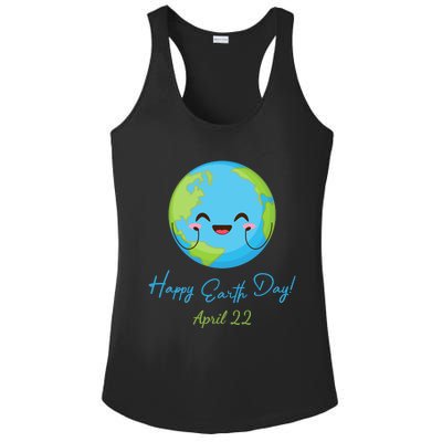 Happy Earth Day April 22 Cute Planet Ladies PosiCharge Competitor Racerback Tank