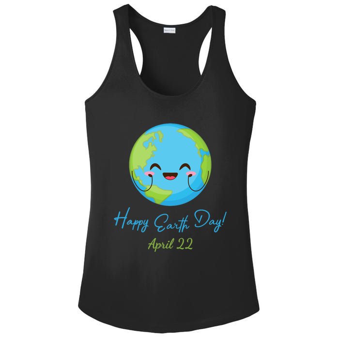 Happy Earth Day April 22 Cute Planet Ladies PosiCharge Competitor Racerback Tank