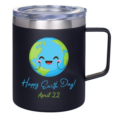 Happy Earth Day April 22 Cute Planet 12oz Stainless Steel Coffee Mug