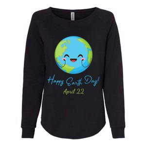 Happy Earth Day April 22 Cute Planet Womens California Wash Sweatshirt