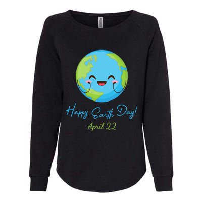 Happy Earth Day April 22 Cute Planet Womens California Wash Sweatshirt