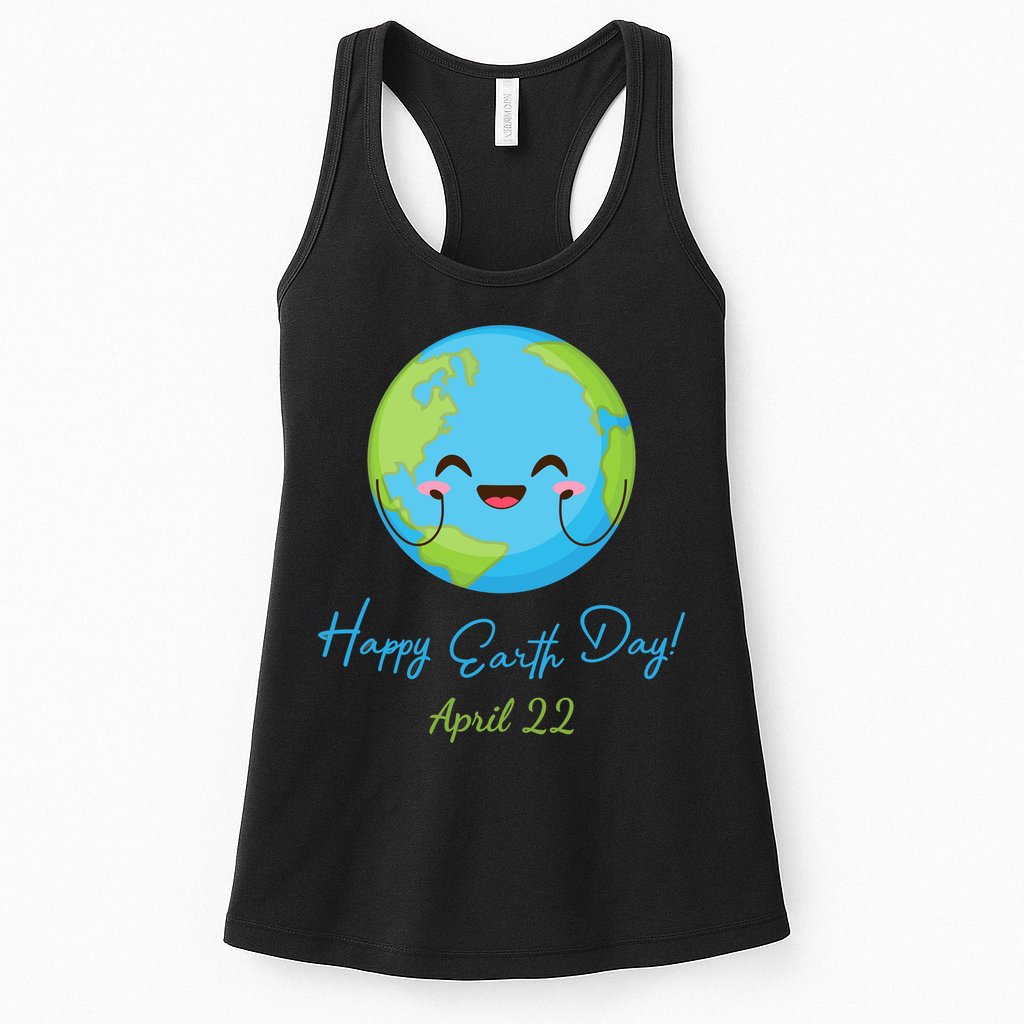 Happy Earth Day April 22 Cute Planet Womens Tank Top