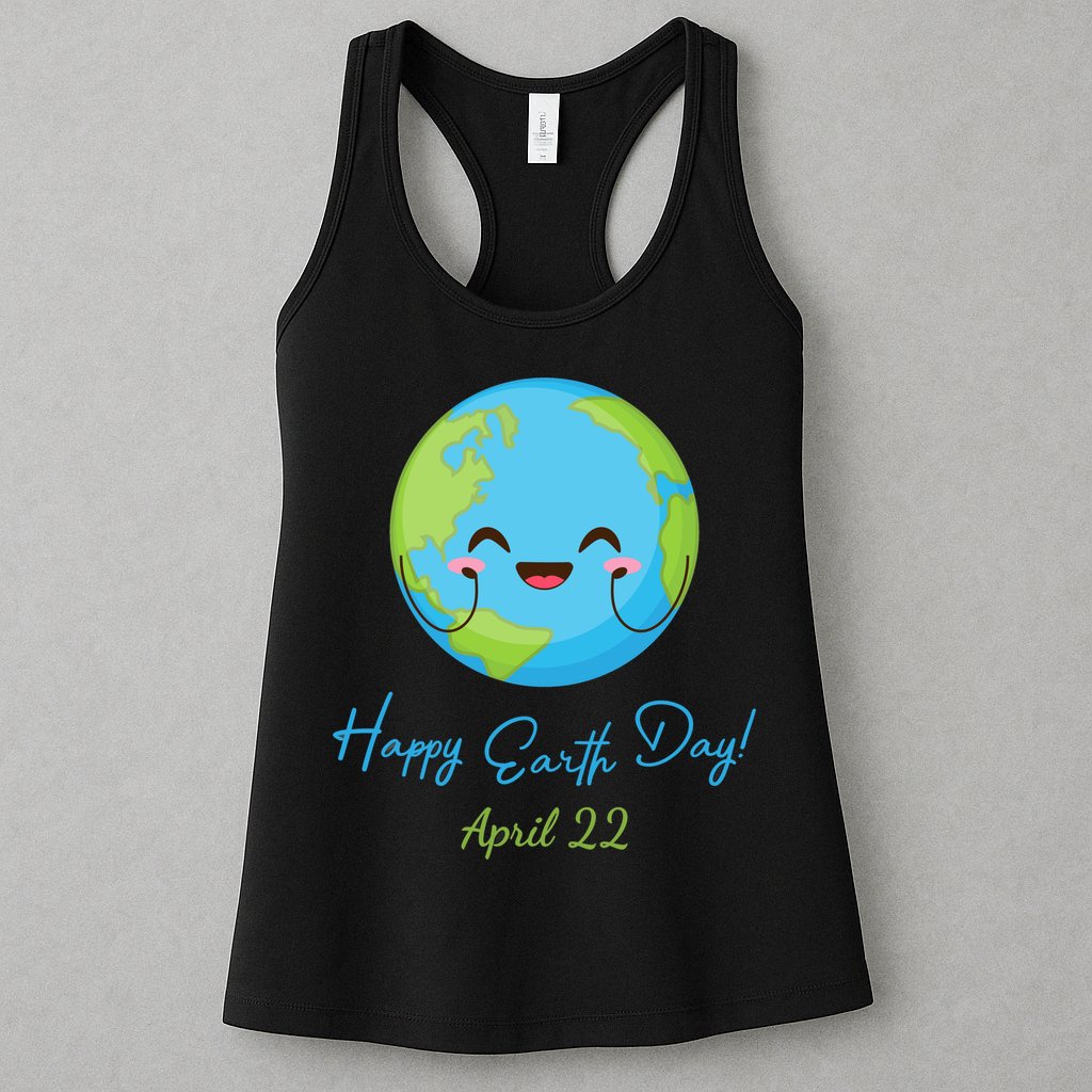 Happy Earth Day April 22 Cute Planet Womens Tank Top