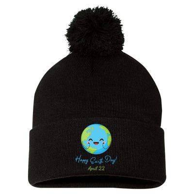 Happy Earth Day April 22 Cute Planet Pom Pom 12in Knit Beanie