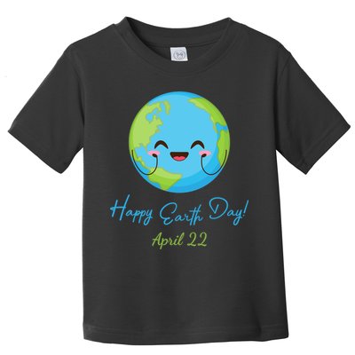 Happy Earth Day April 22 Cute Planet Toddler T-Shirt