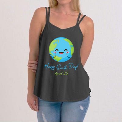 Happy Earth Day April 22 Cute Planet Women's Strappy Tank