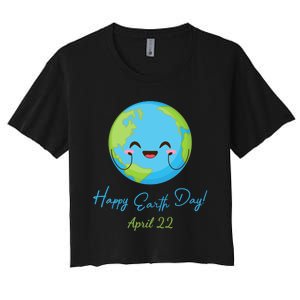 Happy Earth Day April 22 Cute Planet Women's Crop Top Tee