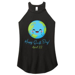 Happy Earth Day April 22 Cute Planet Women's Perfect Tri Rocker Tank