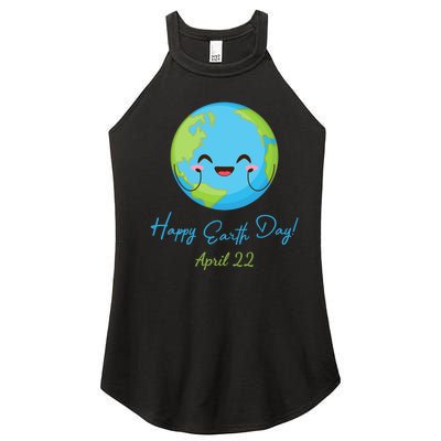 Happy Earth Day April 22 Cute Planet Women's Perfect Tri Rocker Tank