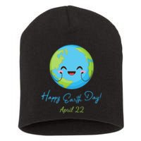 Happy Earth Day April 22 Cute Planet Short Acrylic Beanie