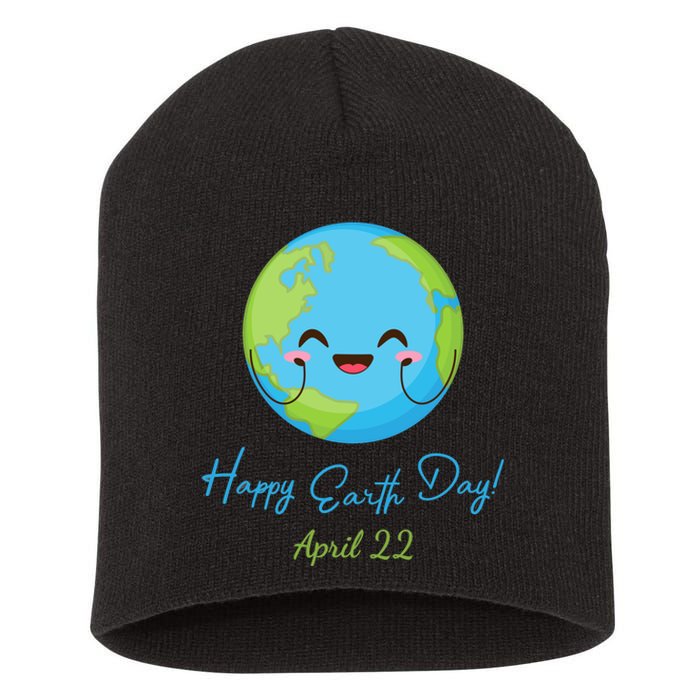 Happy Earth Day April 22 Cute Planet Short Acrylic Beanie